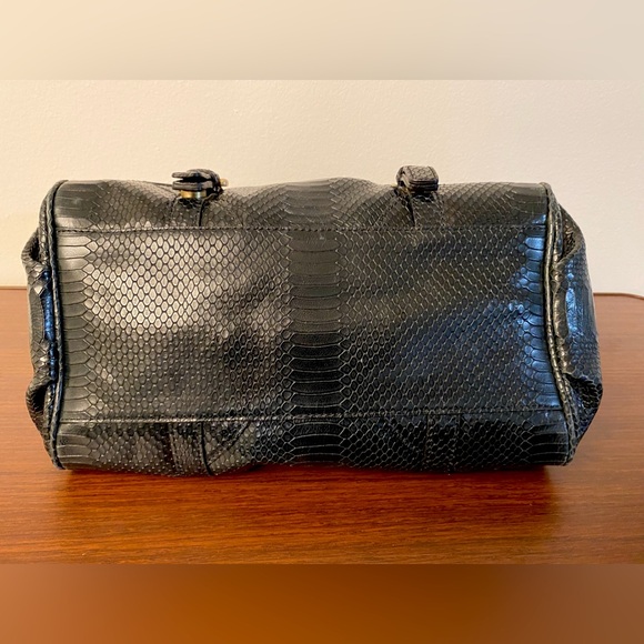 Talbots leather satchel handbag with snakeskin texture pattern - Picture 9 of 9